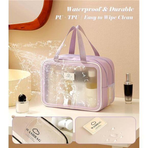 Large travel toiletry bag waterproof makeup organizer with wet dry separation po - Picture 5 of 7